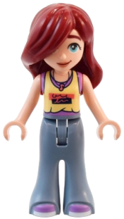 LEGO Friends Paisley - Bright Light Yellow and Medium Lavender Tank Top, Sand Blue Trousers Bell-Bottoms, Medium Lavender Shoes minifigure