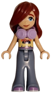 LEGO Friends Paisley - Bright Light Yellow and Medium Lavender Tank Top, Sand Blue Trousers Bell-Bottoms, Lavender Headphones minifigure