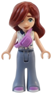 LEGO Friends Paisley - Light Aqua Vest, Sand Blue Trousers Bell-Bottoms, Medium Lavender Shoes, Belt Bag minifigure