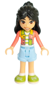 LEGO Friends Liann - Coral Patchwork Jacket, Bright Light Blue Shorts, Lime Shoes minifigure