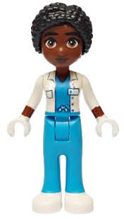 LEGO Friends Alycia - White Jacket over Dark Azure Scrubs, Dark Azure Trousers, White Shoes minifigure