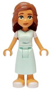 LEGO Friends Mary Joy - Light Aqua Scrubs Dress with White Short Sleeves, White Sandals minifigure