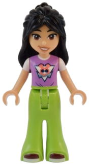 LEGO Friends Liann - Medium Lavender Top,  Lime Trousers Bell-Bottoms, Dark Red Shoes, Lopsided Smile minifigure