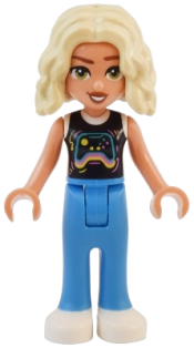 LEGO Friends Nova - Black and White Shirt with Video Game Controller, Dark Azure Trousers, White Shoes minifigure