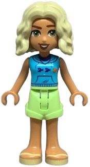 LEGO Friends Nova - Medium Azure Sleeveless Hoodie, Yellowish Green Shorts, Bright Light Yellow Sandals minifigure