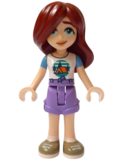 LEGO Friends Paisley - White T-Shirt with Tent, Medium Lavender Shorts, Dark Tan Shoes minifigure