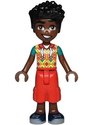 LEGO Friends Zac - Yellow Top with Geometric Shapes, Red Cropped Trousers, Dark Blue Shoes minifigure