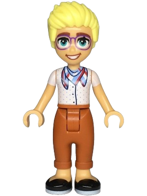 LEGO Friends Olly - White Shirt with Bandana, Dark Orange Trousers, Black Shoes minifigure