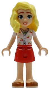 LEGO Friends Matilde - White Top with Cherries, Red Skirt, Dark Orange Shoes set