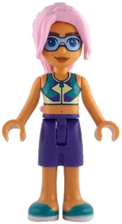 LEGO Friends Sky - Dark Turquoise, Yellowish Green and Dark Purple Top, Dark Purple Shorts, Dark Turquoise Shoes set