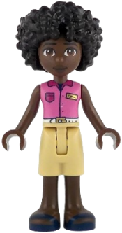 LEGO Friends Mischa - Dark Pink Sleeveless Shirt, Tan Shorts, Dark Blue Sandals set