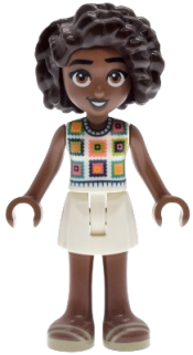 LEGO Friends Aliya - White Crochet Top, White Skirt, Tan Sandals set