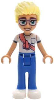 LEGO Friends Olly - White Shirt with Coral Scarf, Blue Trousers, White Shoes set