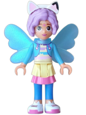 LEGO Gabby - Medium Azure Hoodie, Layered Skirt over Blue Leggings, Medium Lavender Hair, Wings Fairy set