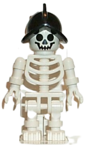 LEGO Skeleton with Standard Skull, Black Conquistador Helmet minifigure