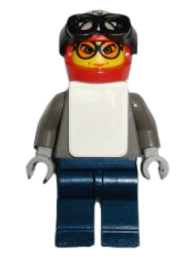 LEGO Snowboarder, Dark Gray Shirt, Dark Blue Legs, White Vest minifigure