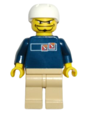 LEGO Skateboarder, Dark Blue Shirt, Tan Legs minifigure