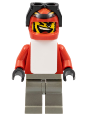 LEGO Snowboarder, Red Shirt, Dark Gray Legs, White Vest minifigure