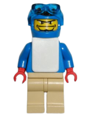 LEGO Snowboarder, Blue Shirt, Tan Legs, White Vest minifigure