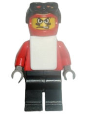 LEGO Snowboarder, Red Shirt, Black Legs, White Vest minifigure