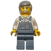 LEGO Overalls Sand Blue, Sand Blue Legs, Light Bluish Gray Male Hair, White Beard minifigure