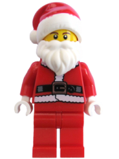 LEGO Santa, Red Legs, Fur Lined Jacket, Brown Eyebrows minifigure