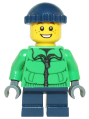 LEGO Winter Jacket Zipper, Dark Blue Legs, Dark Blue Knit Cap, Freckles minifigure