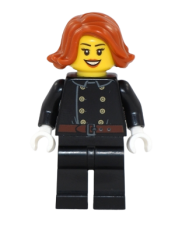 LEGO Fire - Jacket with 8 Buttons, Dark Orange Female Hair Short Swept Sideways minifigure