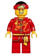 LEGO Dragon Dance Performer, Tied Red Bandana, Open Mouth Smile with Teeth minifigure