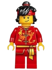 LEGO Dragon Dance Performer, Top Knot and Headband, Scared / Lopsided Smile minifigure