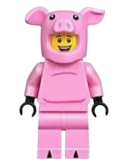 LEGO Dragon Dance Performer, Pig Costume, No Tail, Open Mouth Smile with White Teeth and Red Tongue minifigure