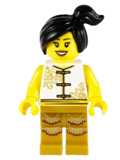 LEGO Woman, Lion Dance, White Shirt, Gold Legs with Fringe minifigure