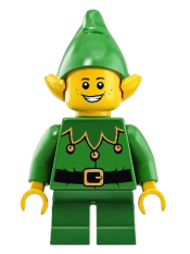 LEGO Elf - Green Scalloped Collar with Bells, Freckles minifigure