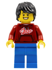 LEGO Man, Dark Red '2021' Shirt, Blue Legs, Black Hair minifigure