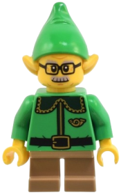 LEGO Elf - Dark Green Collar and Gold Horn, Moustache and Glasses minifigure