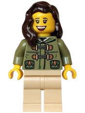 LEGO Holiday Express Train Passenger - Female, Olive Green Jacket, Tan Legs, Dark Brown Hair set