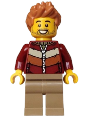 LEGO Holiday Express Train Passenger - Male, Dark Red Jacket, Dark Tan Legs, Medium Nougat Hair set