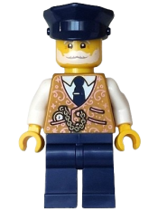 LEGO Holiday Express Train Conductor - Pearl Gold Vest, Dark Blue Legs and Hat set