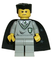 LEGO Ron/Crabbe, Slytherin Torso, Light Gray Legs, Black Cape with Stars minifigure