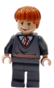 LEGO Ron Weasley, Gryffindor Stripe Torso, Sleeping / Awake Face minifigure