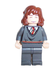 LEGO Hermione Granger, Gryffindor Stripe Torso, Dark Bluish Gray Legs, Sleeping / Awake Face minifigure