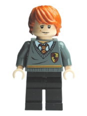 LEGO Ron Weasley, Gryffindor Stripe and Shield Torso, Black Legs minifigure