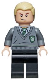 LEGO Draco Malfoy, Slytherin Stripe and Shield Torso, Black Legs minifigure