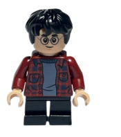 LEGO Harry Potter, Dark Red Plaid Flannel Shirt, Black Short Legs minifigure
