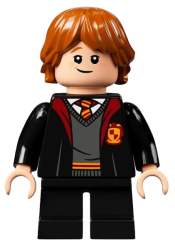 LEGO Ron Weasley, Gryffindor Robe, Sweater, Shirt and Tie, Black Short Legs minifigure