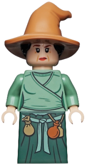 LEGO Wizard - HP Wizarding World Female, Medium Nougat Hat, Sand Green Top, Dark Green Skirt minifigure