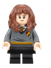 LEGO Hermione Granger, Gryffindor Sweater with Crest, Black Skirt, Black Short Legs with Dark Bluish Gray Stripes minifigure