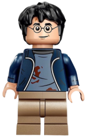 LEGO Harry Potter - Dark Blue Open Jacket with Tears and Blood Stains, Printed Arms, Dark Tan Medium Legs minifigure