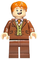 LEGO Fred Weasley - Reddish Brown Suit, Dark Orange Tie, Grin / Smiling minifigure