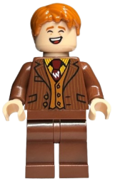 LEGO George Weasley - Reddish Brown Suit, Dark Red Tie, Smiling / Laughing minifigure